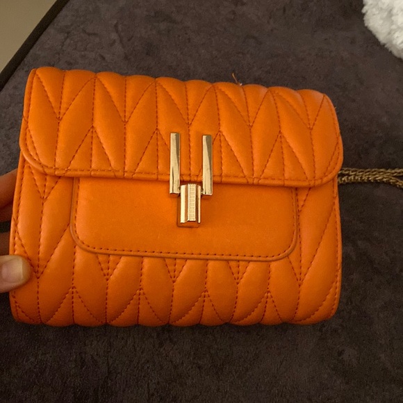 Handbags - Beautiful orange cross body sling bag cum shoulder bag with metallic chain